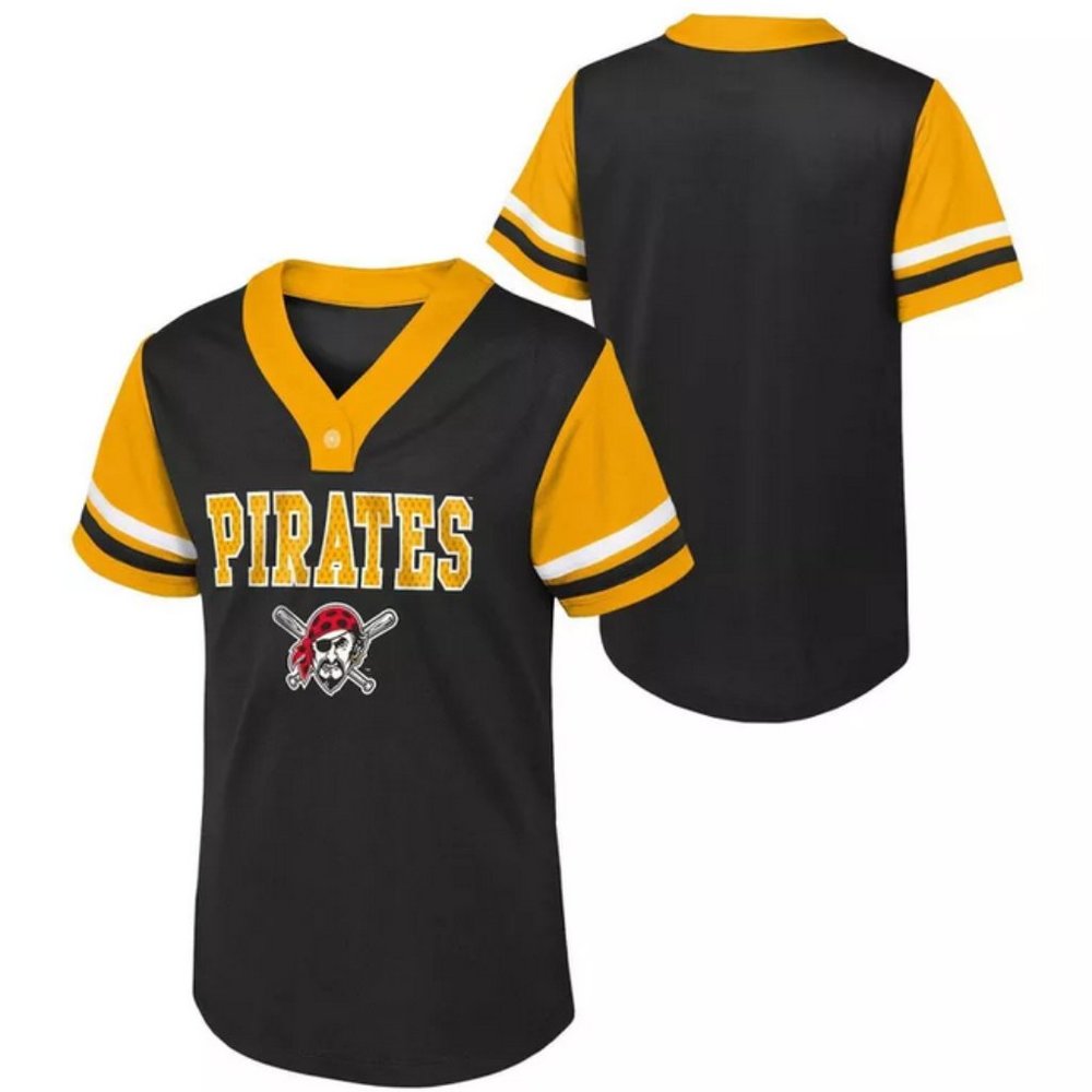 MLB Pittsburgh Pirates‎ Girls' Henley Team Jersey M 7/8